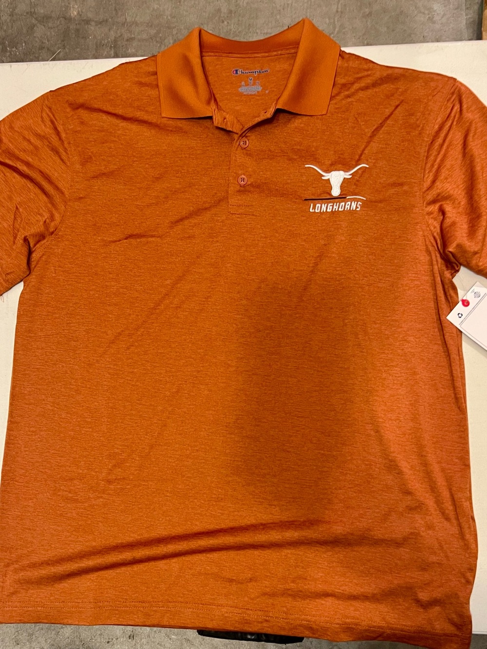 Champion Men's Texas Longhorns Orange Polo with Embroidered Logo